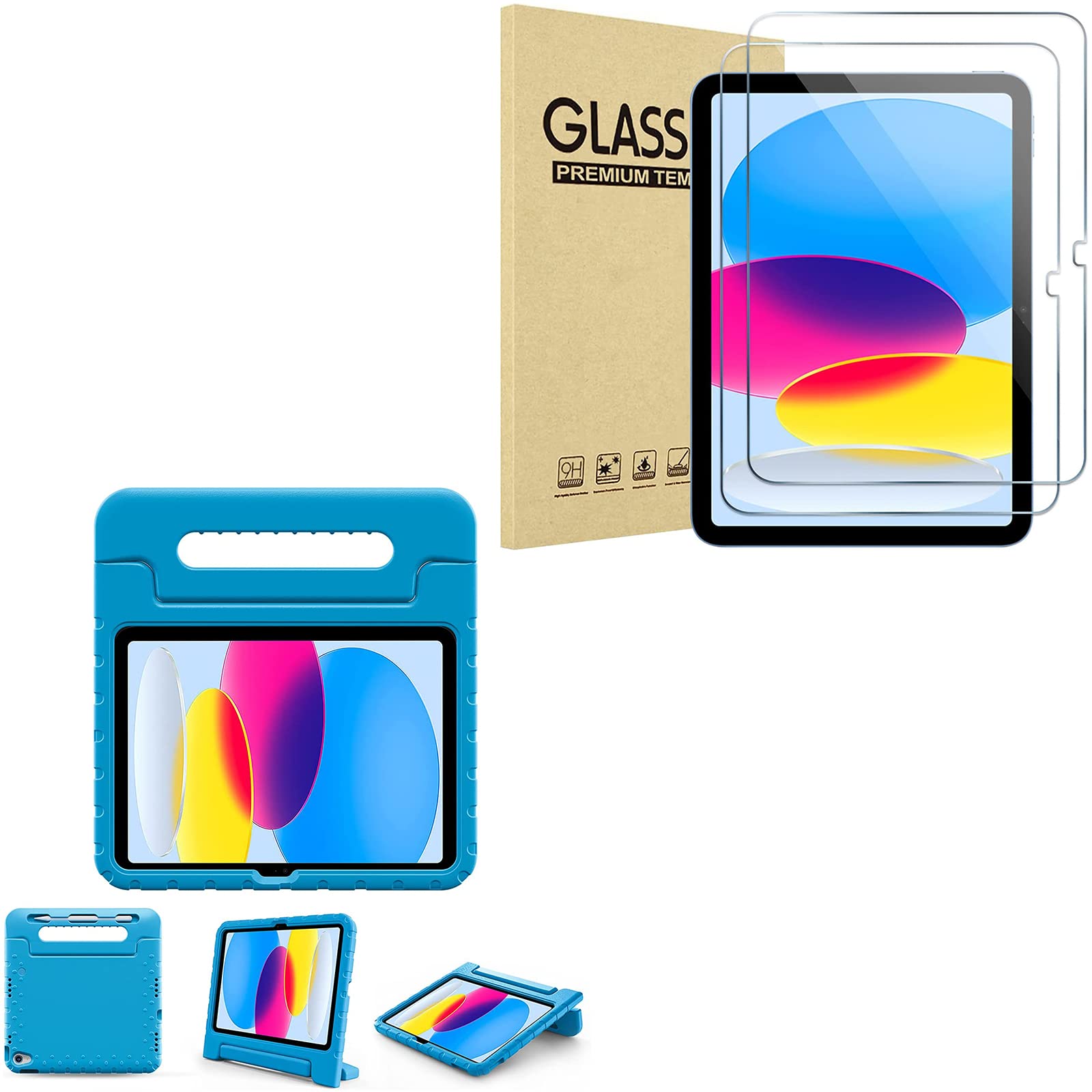 ProCase Screen Protector Bundle with Kids Case for iPad 10th Gen 2022