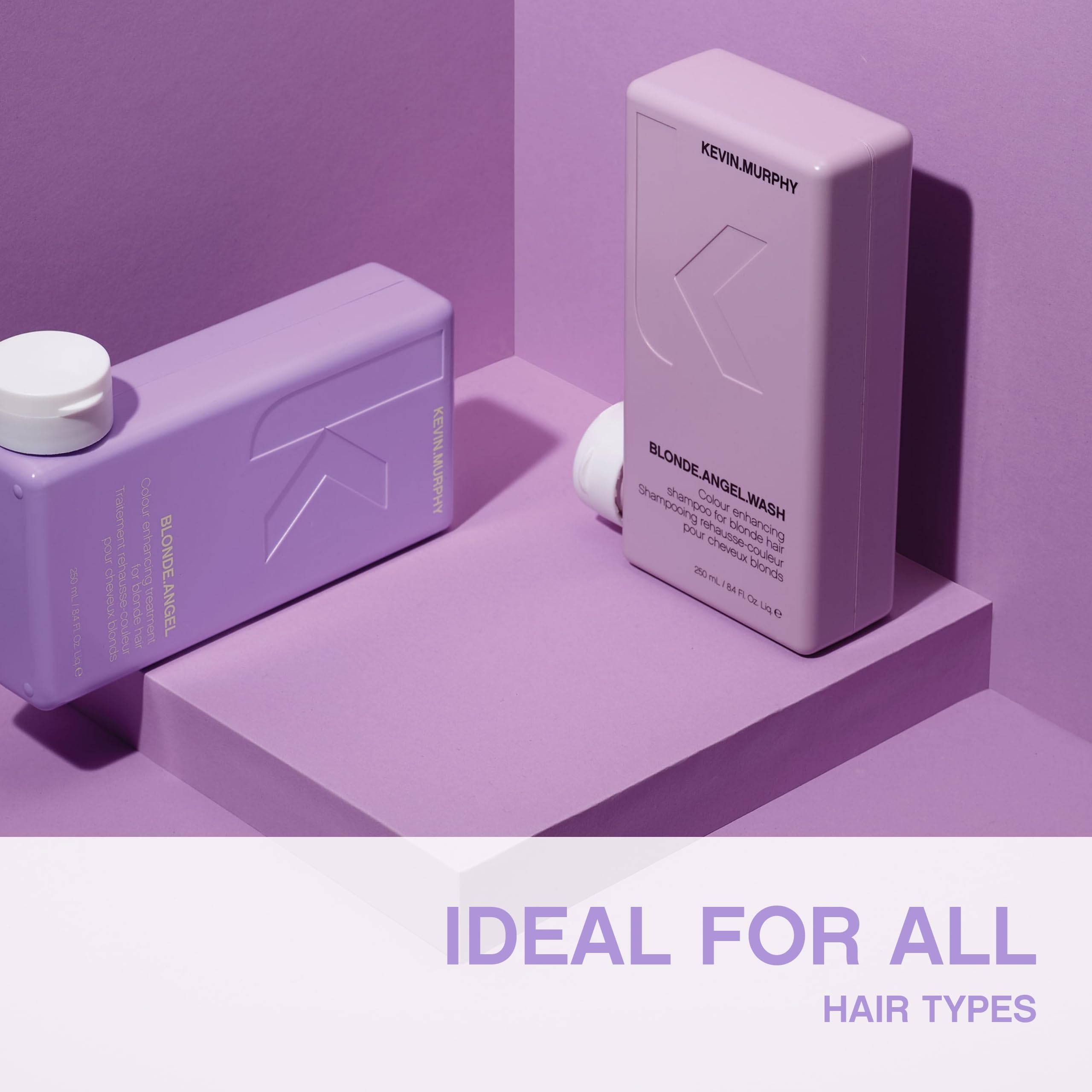 KEVIN.MURPHY BLONDE.ANGEL.WASH & BLONDE.ANGEL - Purple Shampoo for Blondes - Blonde Colour Conditioner - Colour Enhancement Hair Care - Colour Safe - Paraben/Sulphate Free - 250 mL / 8.4 fl oz, 2 Pack