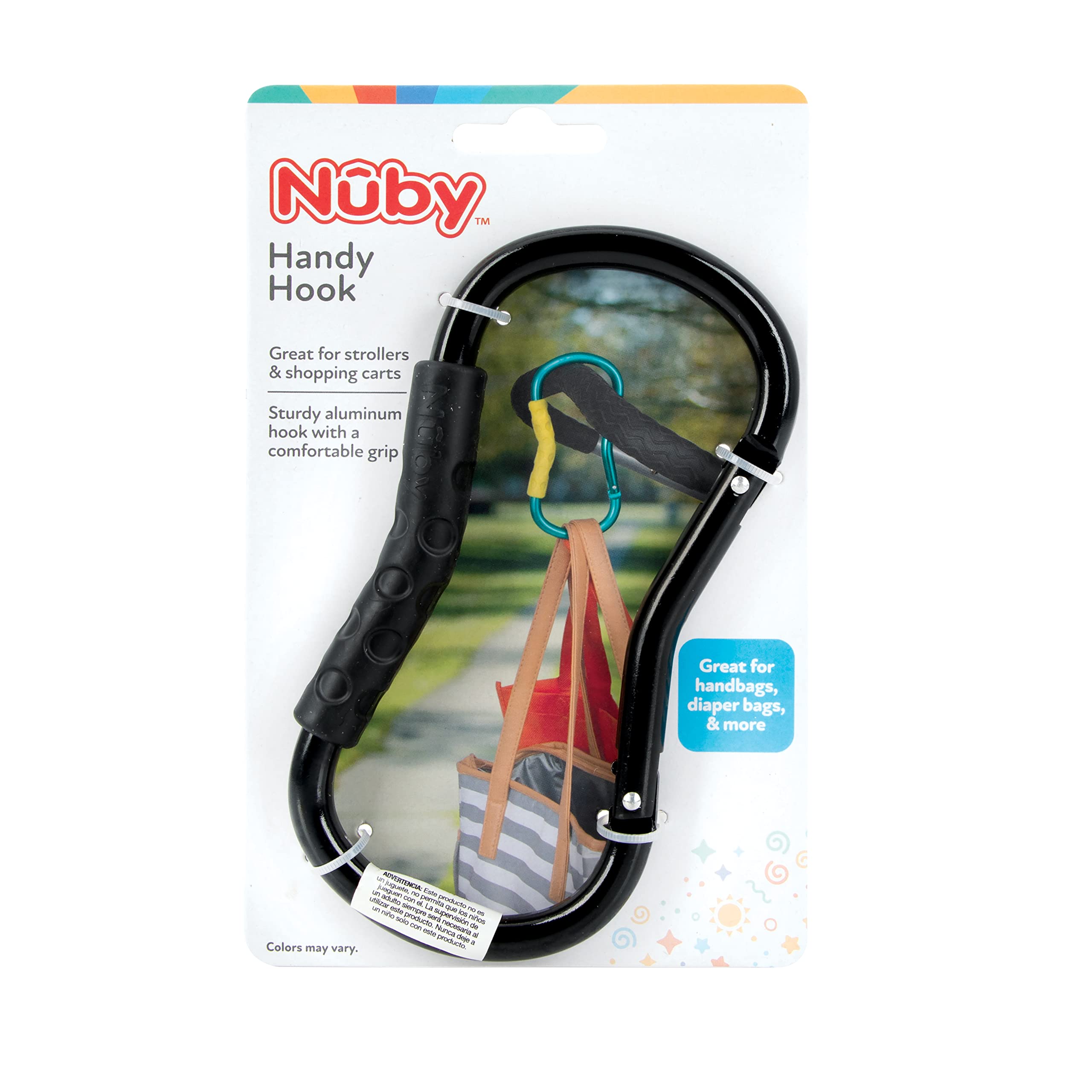 Nuby Baby Stroller Hook for Diaper Bag - Handy Hook Baby Stroller Accessory - Easy Grip Clip - Black