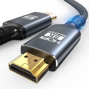 eareyesail 8k hdmi 2.1 cable 6 ft,48gbps ultra high speed gaming braided cables support 8k@60hz/4k@120hz,earc,dynamic hdr,hdcp 2.2/2.3,3d,vrr for 120fps monitor ps5/ps4/x-box/roku tv/rtx3080/3090