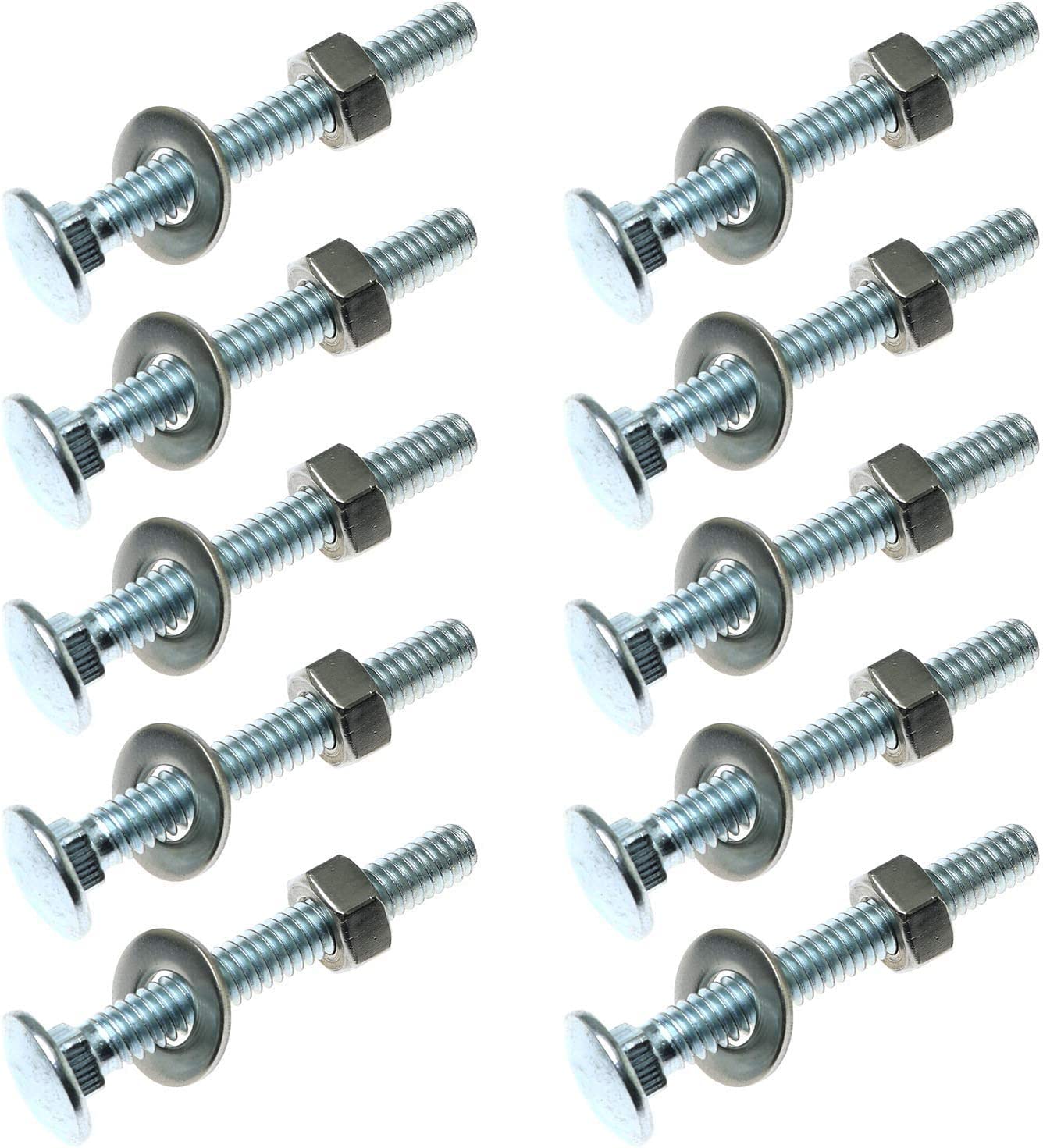 TAODAN 10 Set 1/4-20 x 2" Carriage Bolts Set Round Head Square Neck Screws with Nuts and Washers