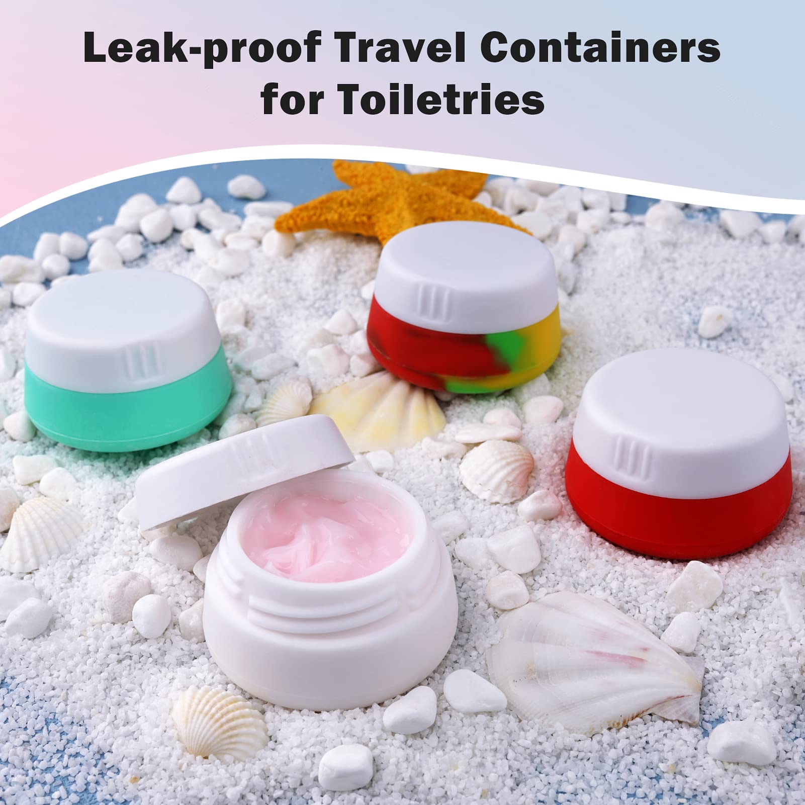 Cosywell Small Travel Containers for Toiletries 20ml TSA Approved Silicone Cream Jars Refillable Leak-proof Travel Size Accessories with Lid for Lotion Cosmetic Makeup Body Cream (4 Pieces)