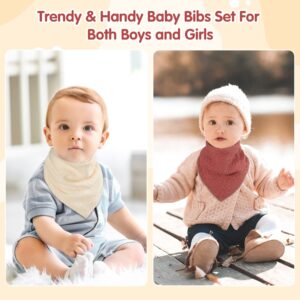 Nicous 8 Pack Muslin Baby Bibs for Girls and Boys, 100% Cotton Square Baby Bandana Bibs, Drool Bibs Set for Teething and Drooling