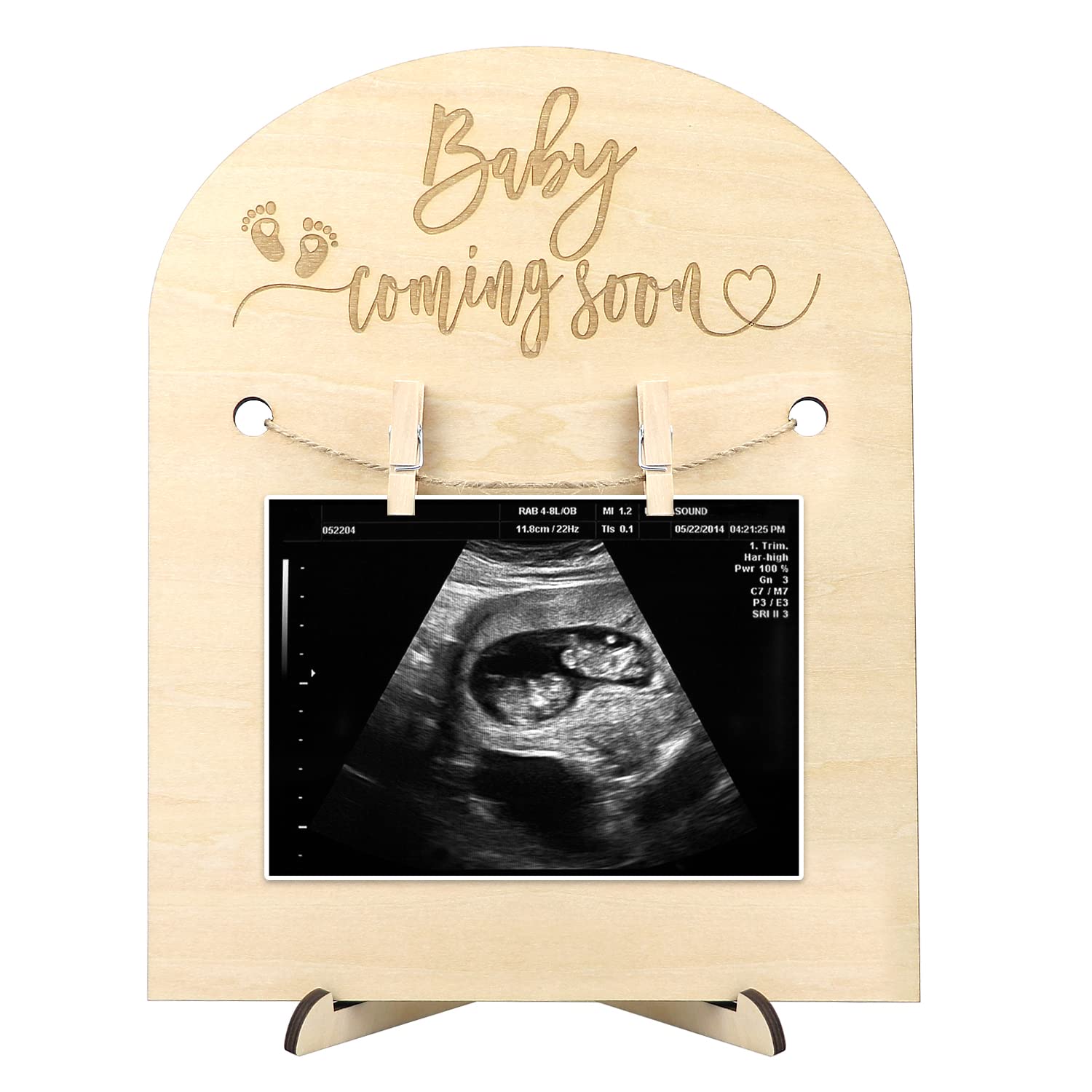 Xunboo Pregnancy Announcement Ultrasound Frame Stand Wooden Ultrasound Frame Gift for Mother-to-be Baby Shower Social Media Photo Prop (Large Size)