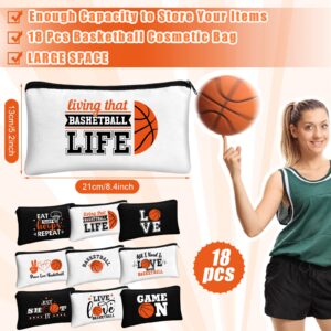 Moukeren 18 Pcs Basketball Gifts Basketball Makeup Bag Accessories Funny Travel Basketball Bags for Teen Cosmetic Zipper Pouch for Team Players Lover, 8.27 x 5.12 Inch(Classic Style)