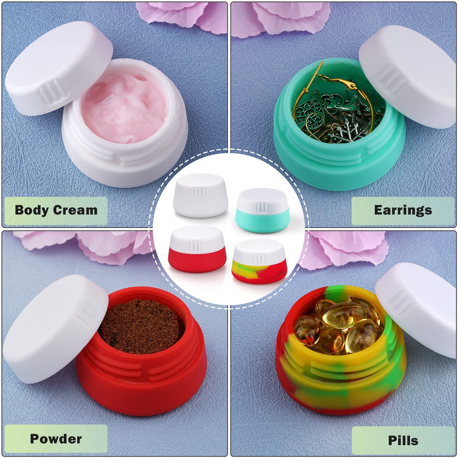 Cosywell Small Travel Containers for Toiletries 20ml TSA Approved Silicone Cream Jars Refillable Leak-proof Travel Size Accessories with Lid for Lotion Cosmetic Makeup Body Cream (4 Pieces)