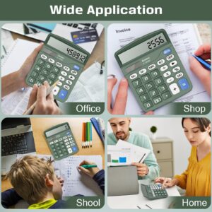 Comix Desktop Calculator 12 Digit with Large LCD Display and Big Button, 12 Digits Baisc Calculator, Solar Battery Dual Powered, for Office Home School C-1832(Green)