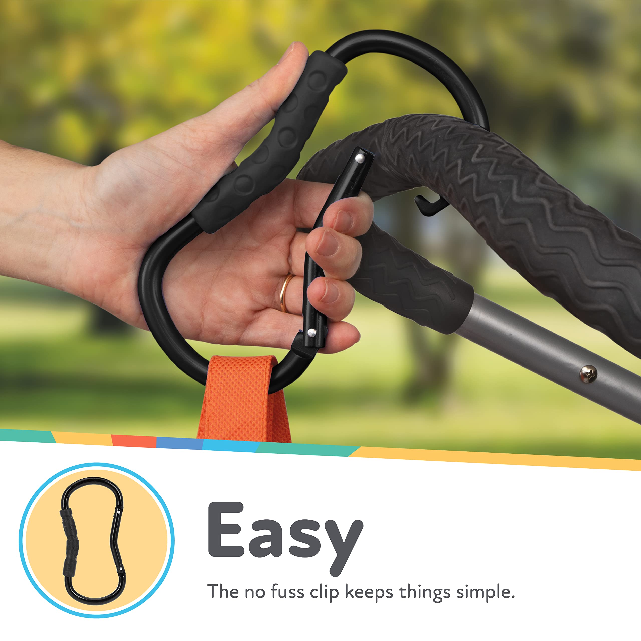 Nuby Baby Stroller Hook for Diaper Bag - Handy Hook Baby Stroller Accessory - Easy Grip Clip - Black