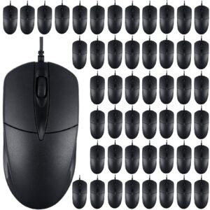 kathfly 50 pcs black wired usb computer mouse bulk 1000 dpi 3 button corded mouse with home office noiseless simple usb mouse for computer laptop desktop pc