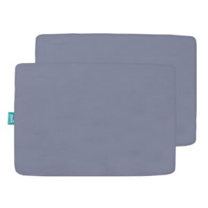 Biloban Mini Crib Sheets Fitted, 2 Pack Mini Crib Sheet Fits for Mini Crib Mattress, Neutral Mini Crib Sheets for Baby Boys and Girl, Grey, 38”X 24”