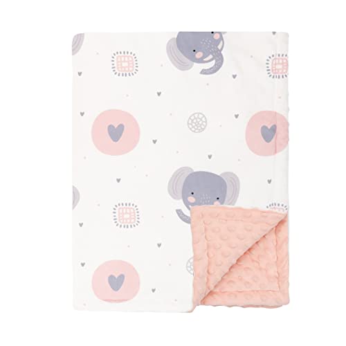 FUNUPUP Baby Blankets for Girls Boys Unisex Soft Minky Baby Blanket Double Layer Newborn Baby Receiving Blanket with Dotted Backing for Crib Stroller (30 x 40 Inch, Elephant's Love)