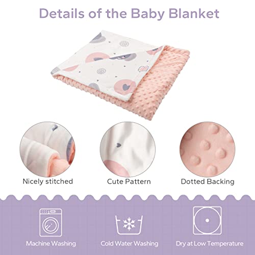 FUNUPUP Baby Blankets for Girls Boys Unisex Soft Minky Baby Blanket Double Layer Newborn Baby Receiving Blanket with Dotted Backing for Crib Stroller (30 x 40 Inch, Elephant's Love)