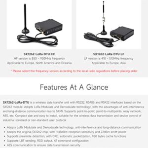 Waveshare Rail-Mount SX1262 LoRa Data Transfer Unit, RS232/RS485/RS422 to LoRa, Suitable for Sub-GHz Band HF Version