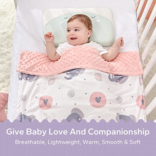 FUNUPUP Baby Blankets for Girls Boys Unisex Soft Minky Baby Blanket Double Layer Newborn Baby Receiving Blanket with Dotted Backing for Crib Stroller (30 x 40 Inch, Elephant's Love)