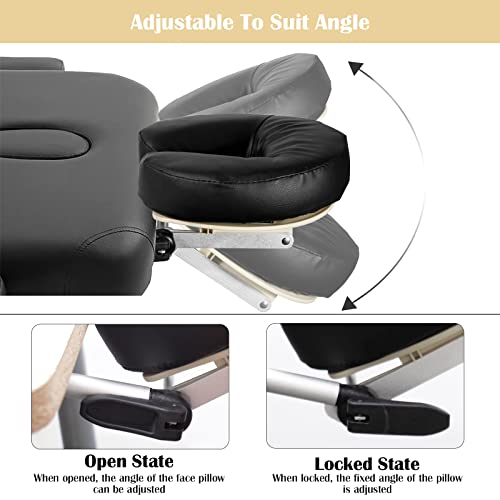 VARIPOWDER Aluminum Adjustable Massage Face Cradle with Pillow Cushion,Standard Universal Massage Table Bed Face Cradle Comfort Beauty Spa Headrest Bed face Cradle for Tables