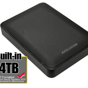 Avoluxion X1 4TB USB 3.0 Portable External Hard Drive for PC, Mac, PlayStation & Xbox (Black) - 2 Year Warranty