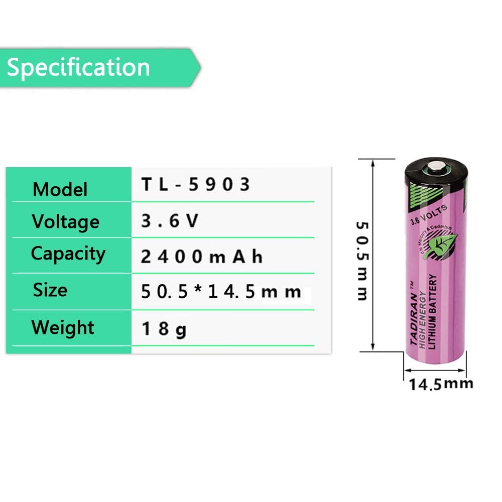 STEPMAX 10 Pack Tadiran TL-5903 ER14500 AA PLC Lithium Battery,3.6V 2400mAh Replacement Lithium Battery for Siemens S7-400 6ES7971-0BA00 (Non-Rechargeable)