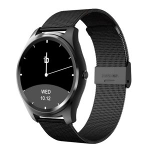 bean information technology fusion smart watch compatible with android phones, black with stainless strap