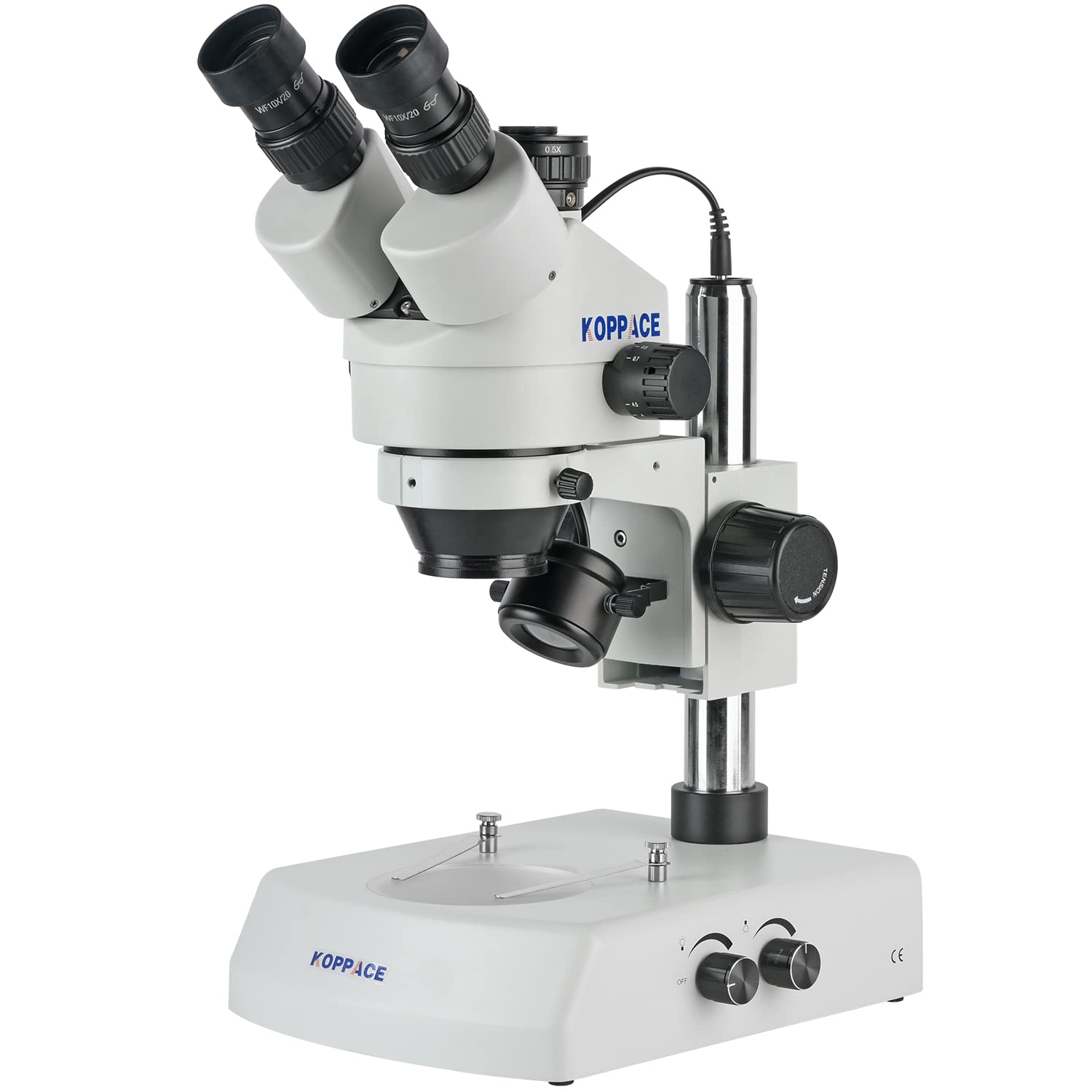 KOPPACE 3.5X-180X Trinocular Stereo Microscope Upper and Lower LED Light Source Continuous Zoom Lens Mobile Phone Repair Microscope.