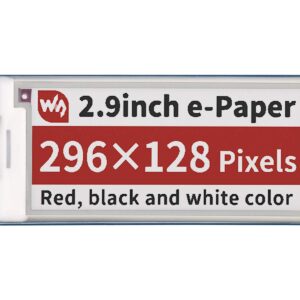 waveshare 2.9inch e-Paper Display Module for Raspberry Pi Pico, Red Black White Three Colors 296×128 Pixels E-Ink LCD Screen, SPI Interface Wide Viewing Angle, Paper-Like Effect