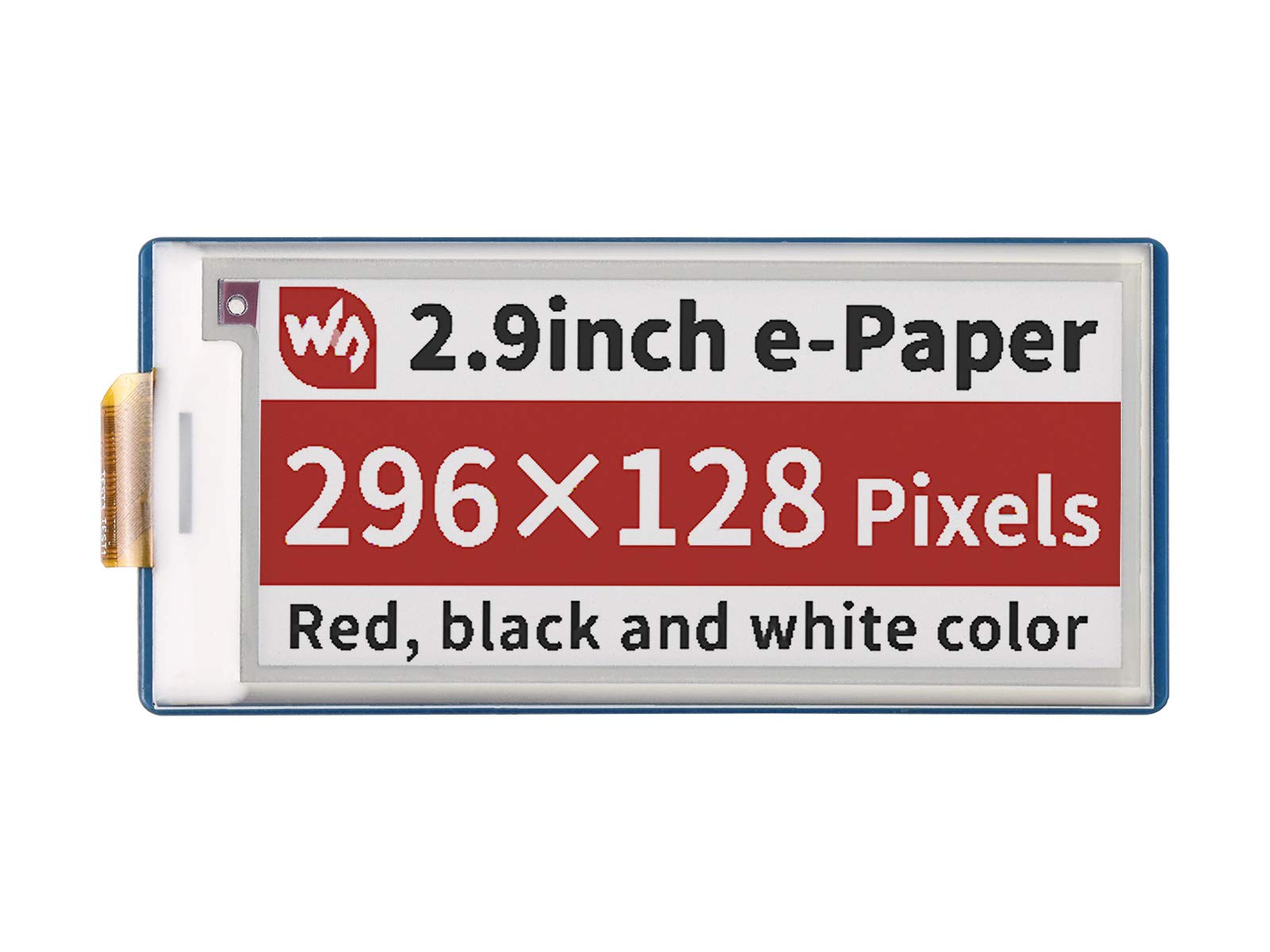 waveshare 2.9inch e-Paper Display Module for Raspberry Pi Pico, Red Black White Three Colors 296×128 Pixels E-Ink LCD Screen, SPI Interface Wide Viewing Angle, Paper-Like Effect