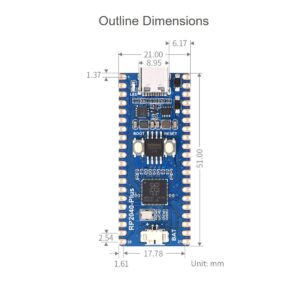 RP2040-Plus Pico-Like MCU Board Based on Raspberry Pi RP2040 Microcontroller, Dual-core Arm Processor, Onboard 16MB Flash, USB-C Connector (Without Header)