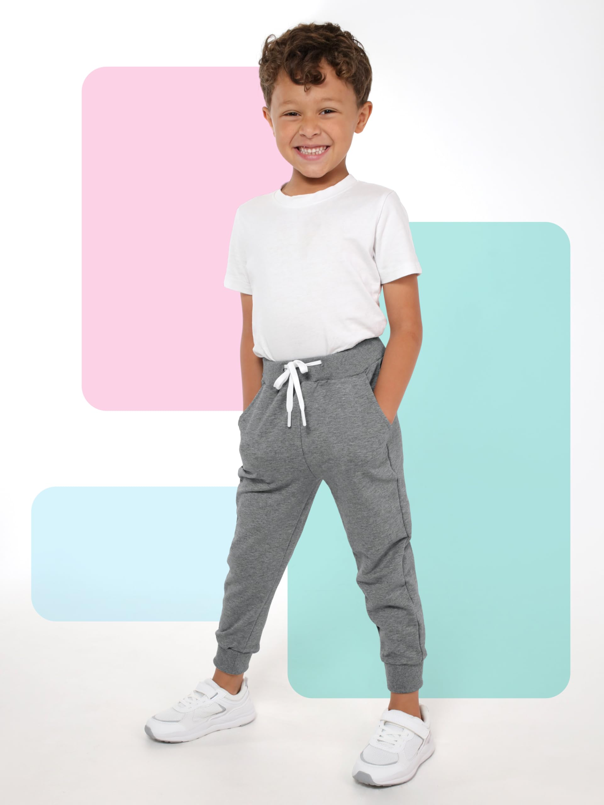 Resinta 3 Pack Toddler Boy Sweatpants Active Jogger Pants Casual Pull-On Pants Sweat Pants with Pocket Drawstring