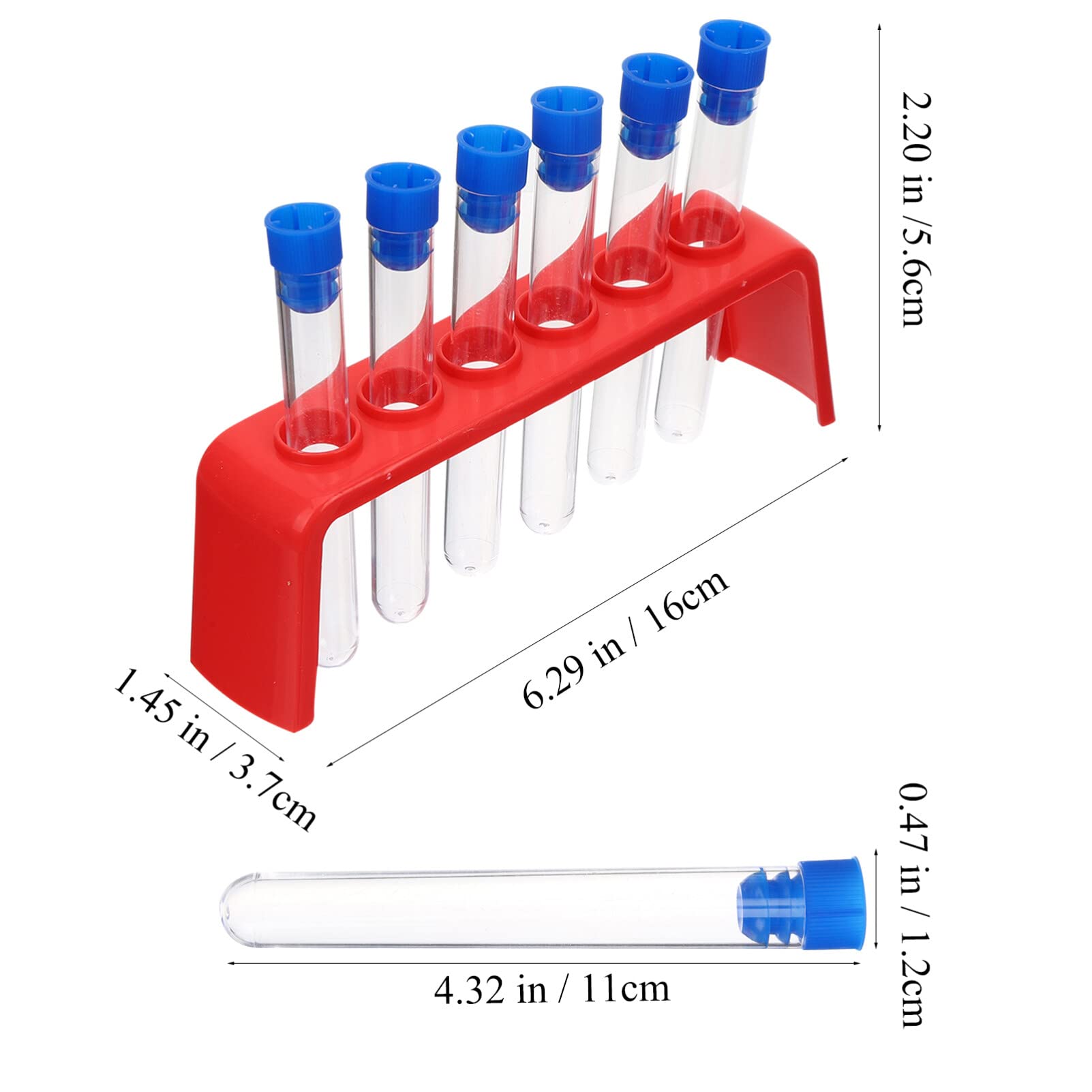 Plastic Test Tube Set with Rubber Stoppers and Plastic Rack, Includes 12pcs Test Tube and 2pcs Storage Stand, Science Learning Tools, Test Tube Vial Shot Plastic Holder Rack