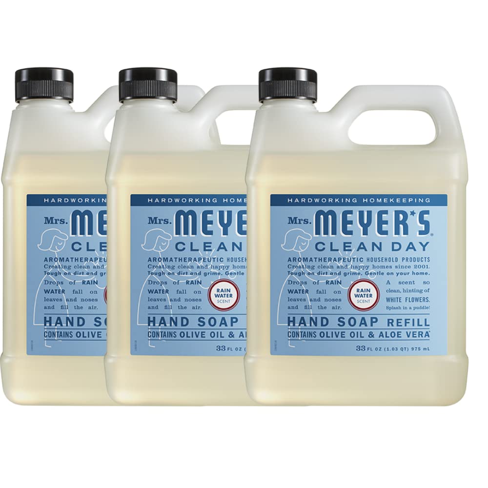 Mrs. Meyer´s Clean Day Hand Soap Refill, Rain Water, 33 Fl Oz (Pack of 3)