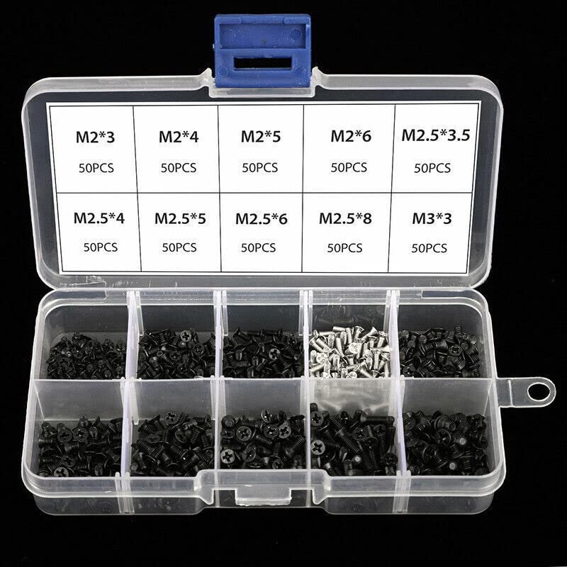 TECKEEN 500Pcs Universal Laptop Notebook Computer Repair Screws Kit with Plastic Box