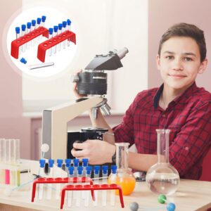 Plastic Test Tube Set with Rubber Stoppers and Plastic Rack, Includes 12pcs Test Tube and 2pcs Storage Stand, Science Learning Tools, Test Tube Vial Shot Plastic Holder Rack