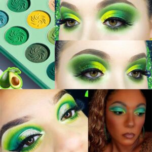 Afflano Blue Green Eyeshadow Palette Eyes Makeup Set 2 Pcs, Avocado Green Eye Shadow Blue Makeup Palettes Eyeshadow, Long Lasting Matte Glitter Forest Yellow Green Eye Makeup for Christmas Women Girl