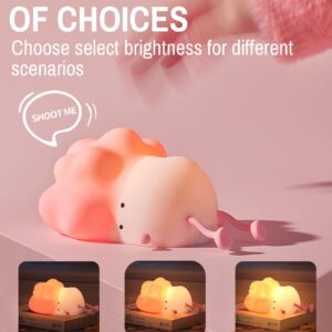 Night Light for Kids Rechargeable LED, 3-Level Dimmable Nursery Nightlight, Food Grade Silicone Squishy Lamp Perfect Bedside Touch Lamp with 30 Mins Timer for Breastfeeding, Toddler, Baby Décor