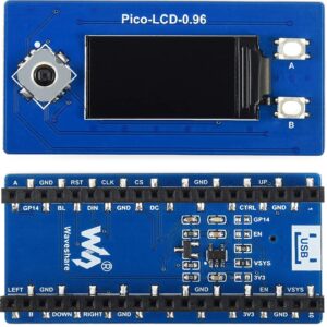 waveshare 0.96inch LCD Display Module for Raspberry Pi Pico, 160×80 Resolution IPS Screen 65K RGB Display Color SPI Interface, with 1x Joystick and 2X User Buttons for Easy Interacting