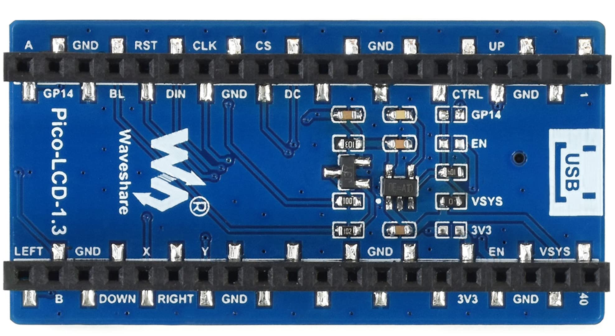 waveshare 1.3inch LCD Display Module for Raspberry Pi Pico, 240×240 Resolution IPS Screen Display 65K RGB Display Color, SPI Interface with 1x Joystick and 4X User Buttons for Easy Interacting