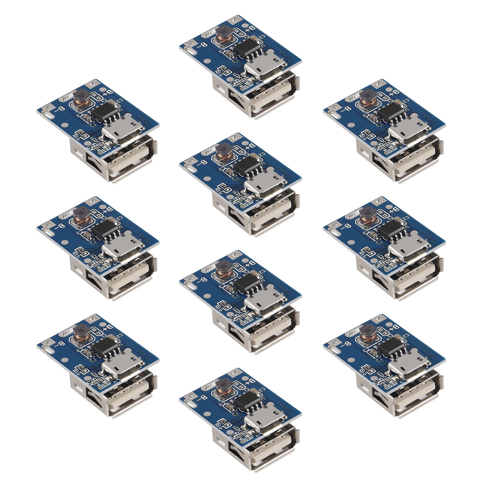 DIANN 10pcs 5V 1A Boost Step-Up Power Supply Module Lithium Battery Charge Protection Board 134N3P DIY Charger LED Display USB and Micro Port