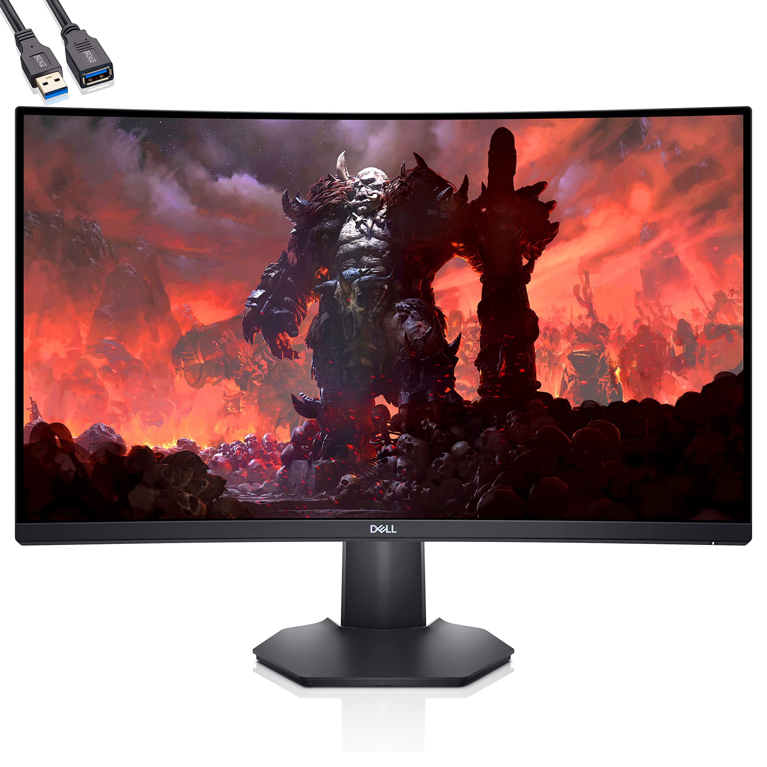 Dell S2722DGM 27" Curved Widescreen WQHD 1440p (2560 x 1440) 165Hz 1ms VA LED AMD FreeSync Gaming Monitor, 1 x Display Port + 2 x HDMI Ports - BROAG USB Extension Cable