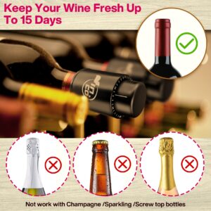 [2 PACK] Wine Bottle Stoppers, Reusable Wine Stoppers, Premium Vacuum Wine Preserver with Time Scale Record, Wine Savers Vacuum Pump Corks Keep Wine Fresh, Best Gift