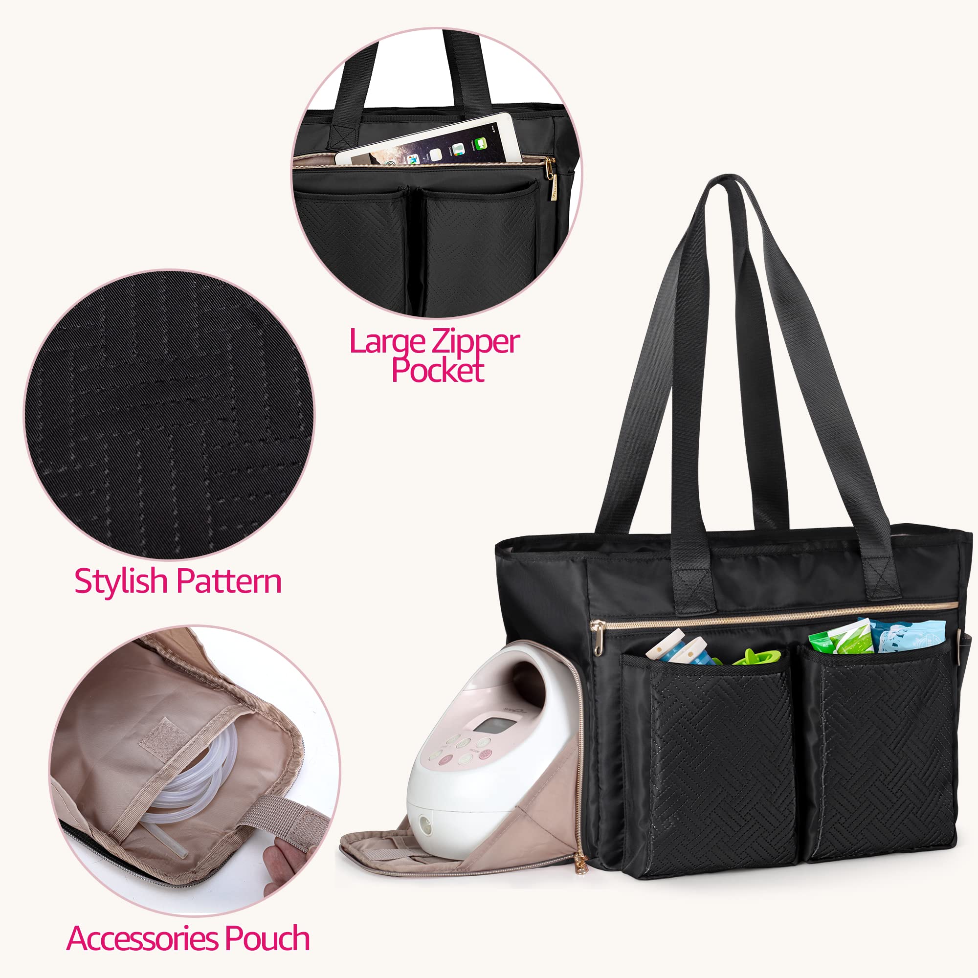 Fasrom Breast Pump Travel Bag with Laptop Sleeve Bundle with Baby Bottle Cooler Bag with Ice Pack for Working Moms