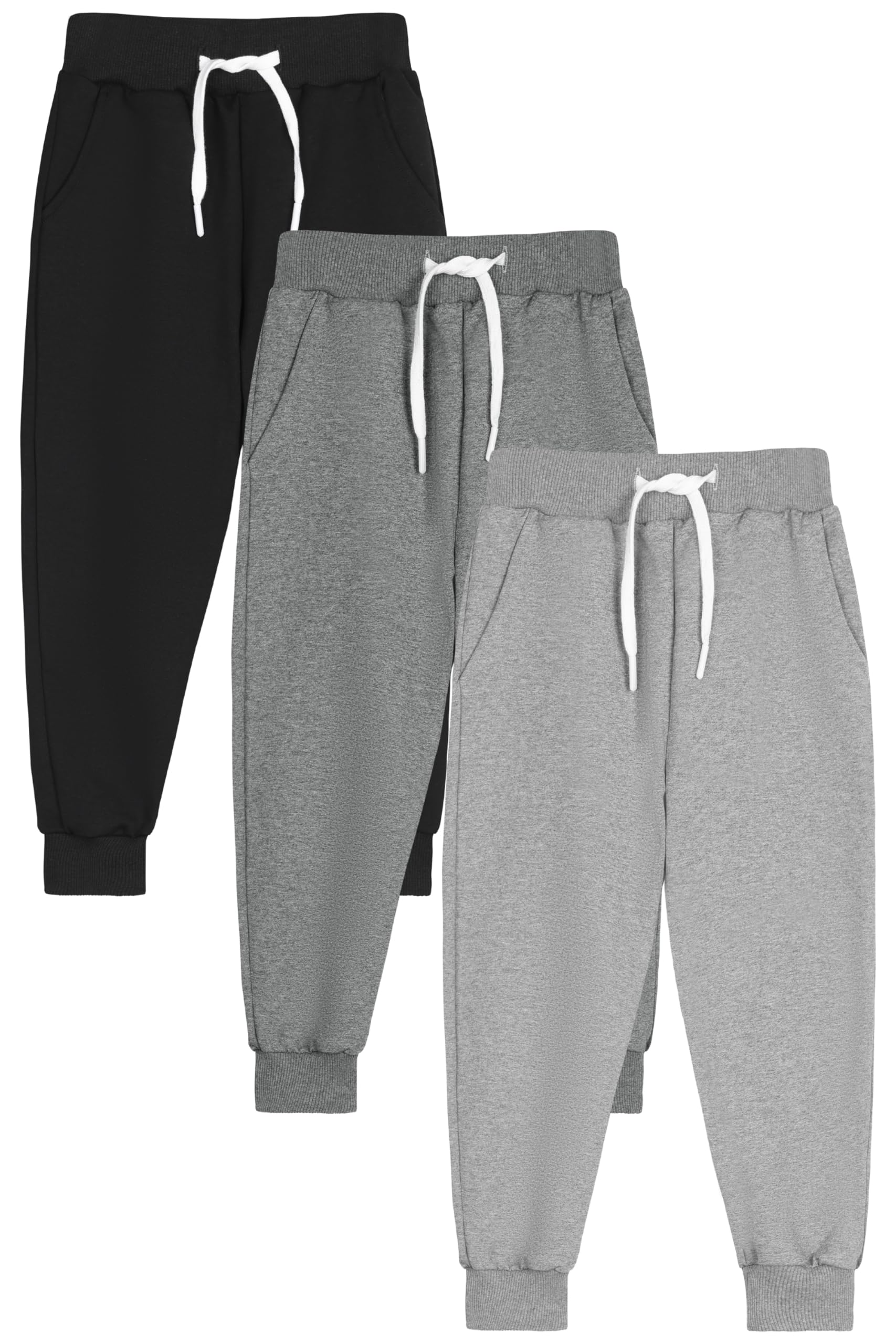 Resinta 3 Pack Toddler Boy Sweatpants Active Jogger Pants Casual Pull-On Pants Sweat Pants with Pocket Drawstring