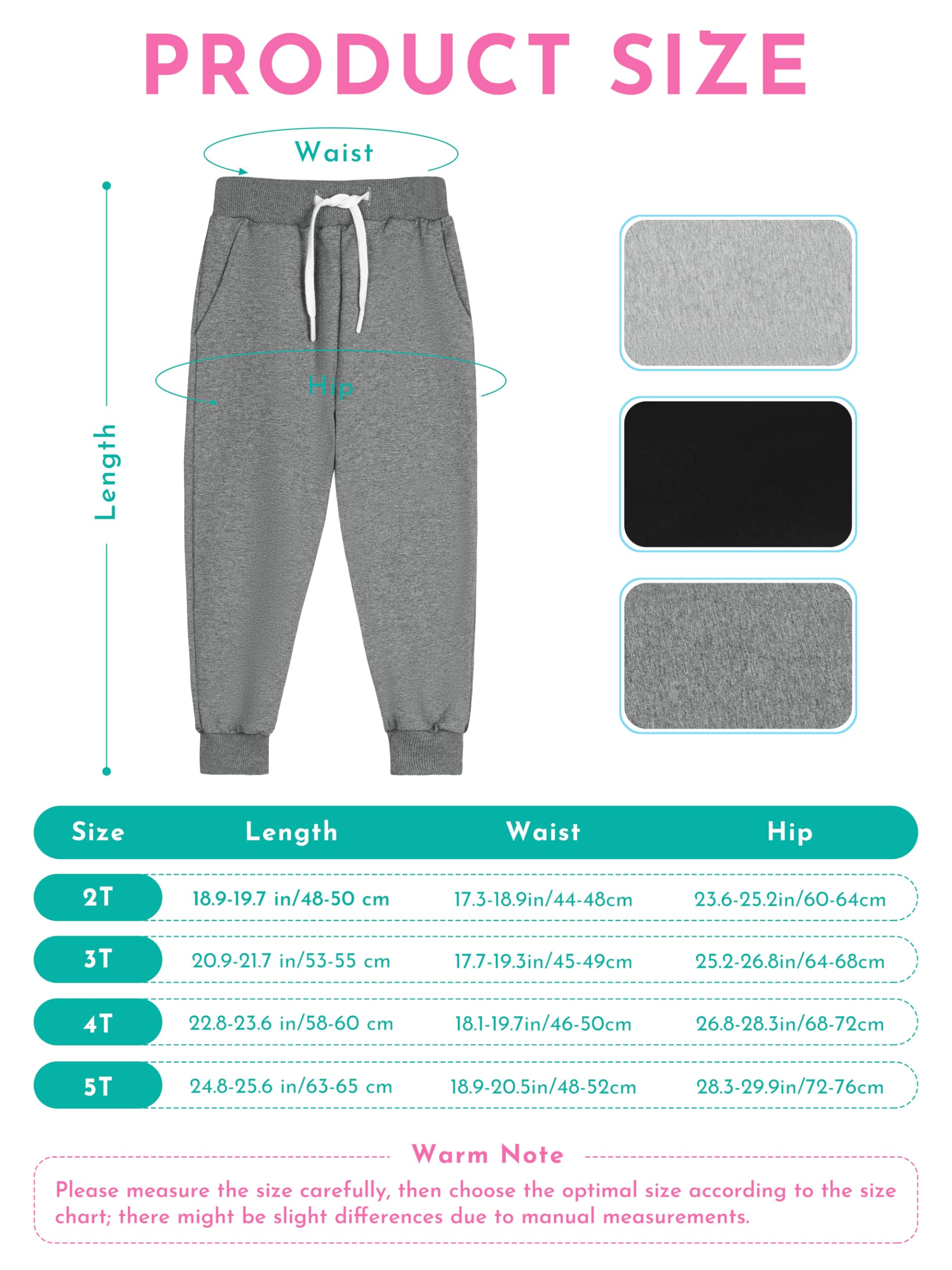 Resinta 3 Pack Toddler Boy Sweatpants Active Jogger Pants Casual Pull-On Pants Sweat Pants with Pocket Drawstring