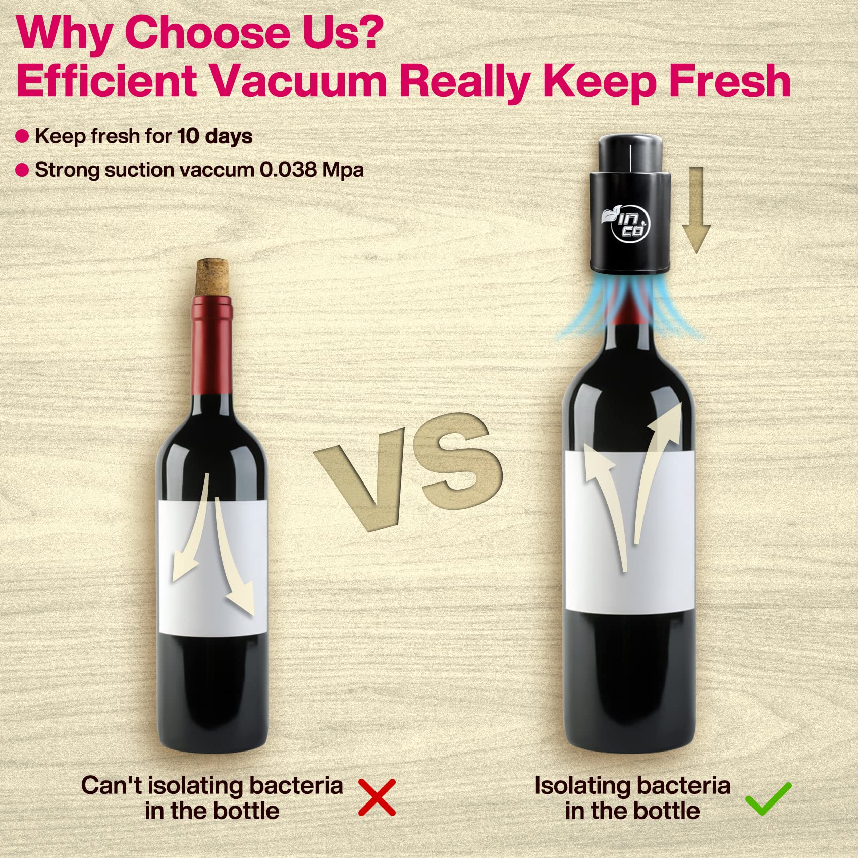 [2 PACK] Wine Bottle Stoppers, Reusable Wine Stoppers, Premium Vacuum Wine Preserver with Time Scale Record, Wine Savers Vacuum Pump Corks Keep Wine Fresh, Best Gift