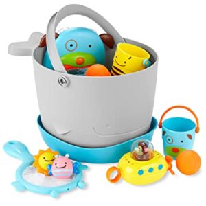 Skip Hop Baby Bath Toy Filled Bucket, Bath Toy & Bucket Gift Set, Grey