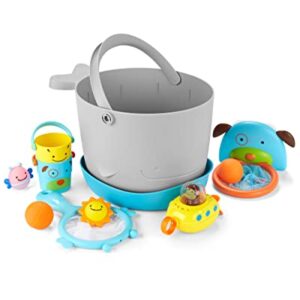 Skip Hop Baby Bath Toy Filled Bucket, Bath Toy & Bucket Gift Set, Grey