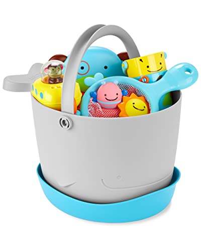 Skip Hop Baby Bath Toy Filled Bucket, Bath Toy & Bucket Gift Set, Grey