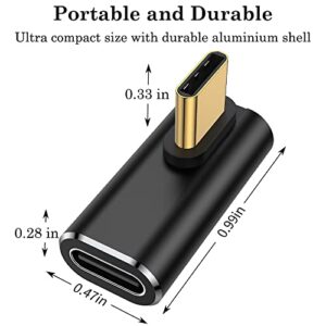 AuviPal 90 Degree USB C Adapter (2 Pack), 40Gbps USB C Male to USB C Female Right Angle Connector Extender for MacBook, iMac, iPad, Meta Quest, Tablet, Phones and More