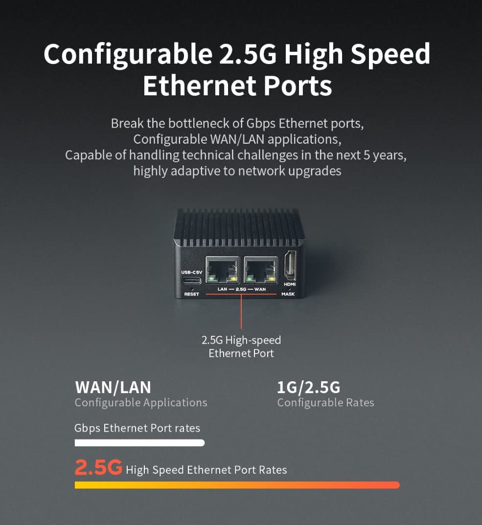 Nanopi R5C Mini WiFi Router OpenWRT with Dual PCIe 2.5Gbps Ethernet M.2 WiFi Bluetooth Ports 4GB LPDDR4X RAM Based in Rockchip RK3568B2 Soc for IOT NAS Smart Home Gateway (with M.2 WiFi Module)