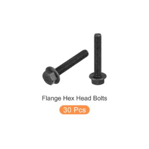 METALLIXITY Flanged Hex Head Bolts (M6x35mm) 30pcs, Hexagon Serrated Flange Bolt Fully Thread Screw - for House Construction Hardware Fasteners