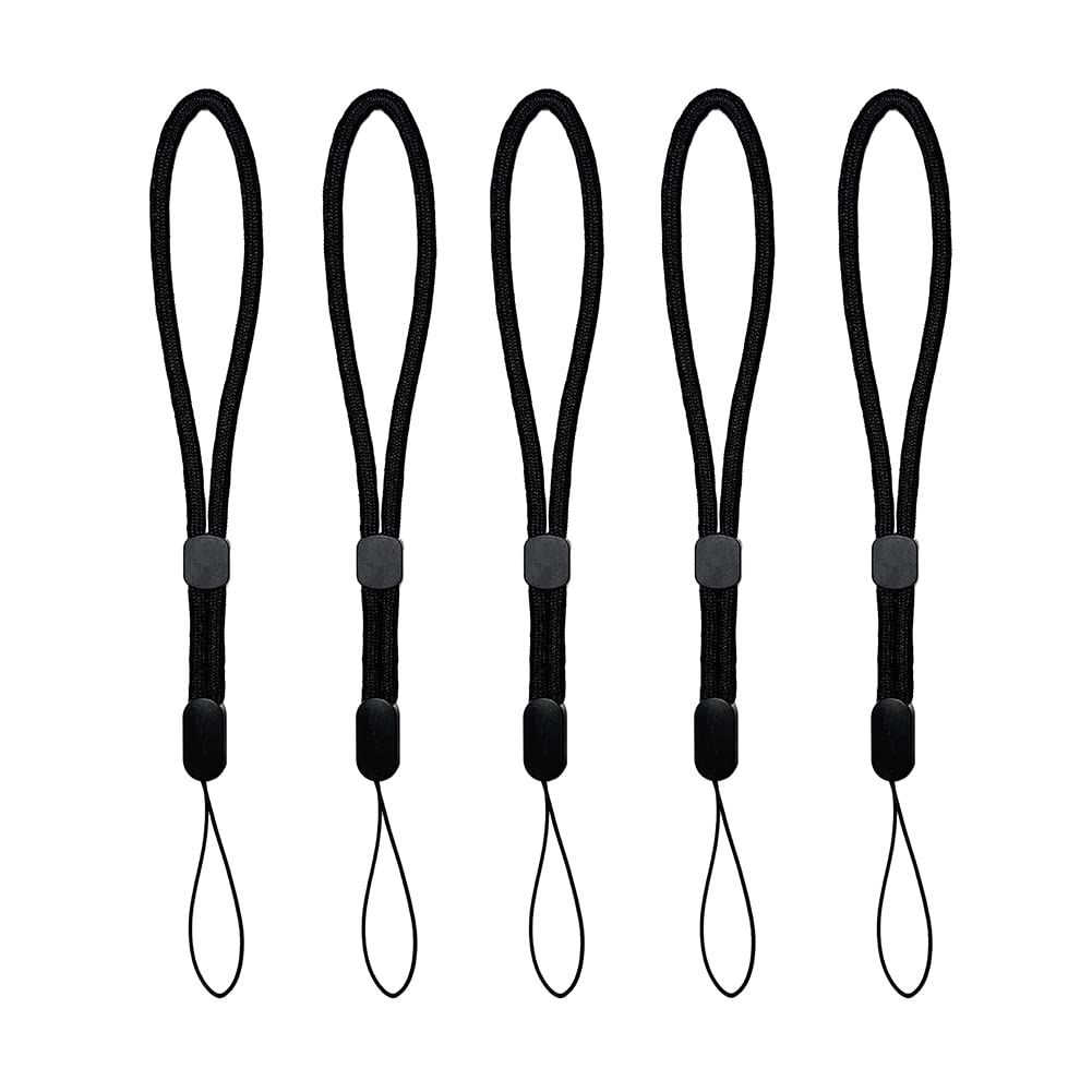 Sartkrin Wrist lanyard hand strap Lanyards for Flashlight Outdoor portable water cup USB Flash Drive Cell Phone Key ID Card Badge holder 5 PACK (5 Pack - Black)