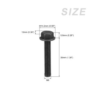 METALLIXITY Flanged Hex Head Bolts (M6x35mm) 30pcs, Hexagon Serrated Flange Bolt Fully Thread Screw - for House Construction Hardware Fasteners